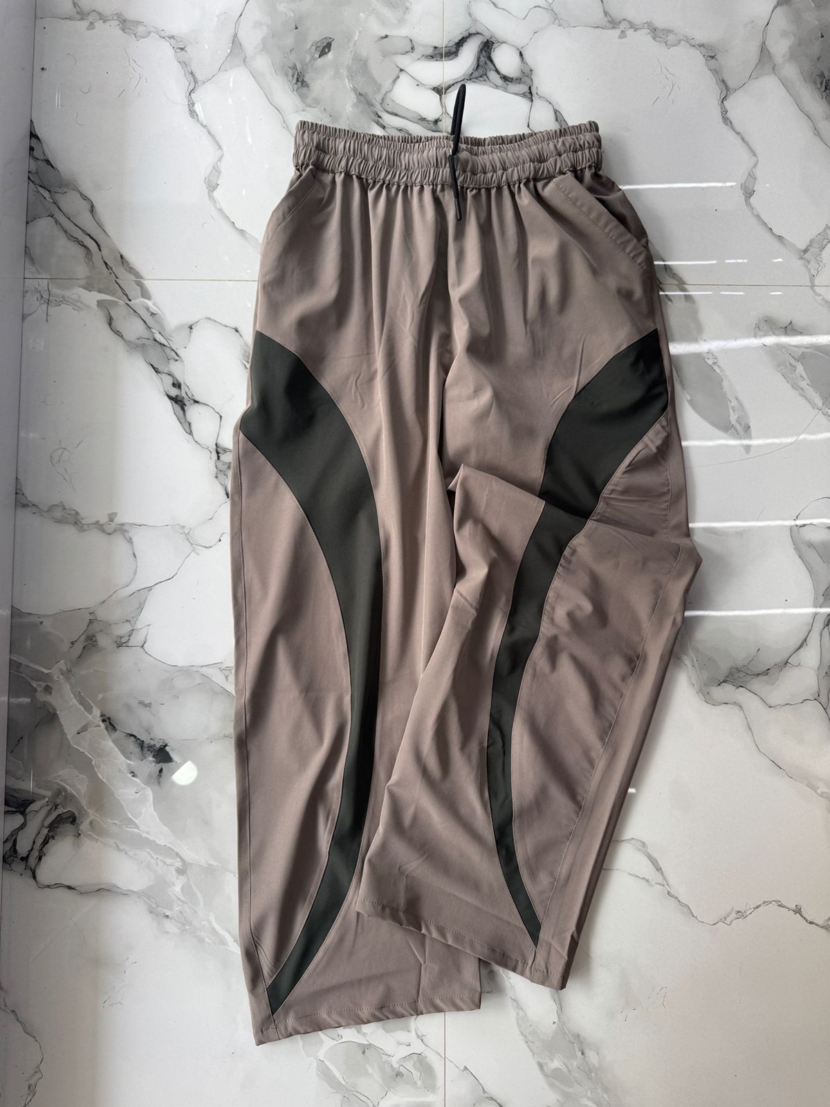 Premium Taupe Training Track Pants with Contrast Panel Design – Sports Joggers for Men