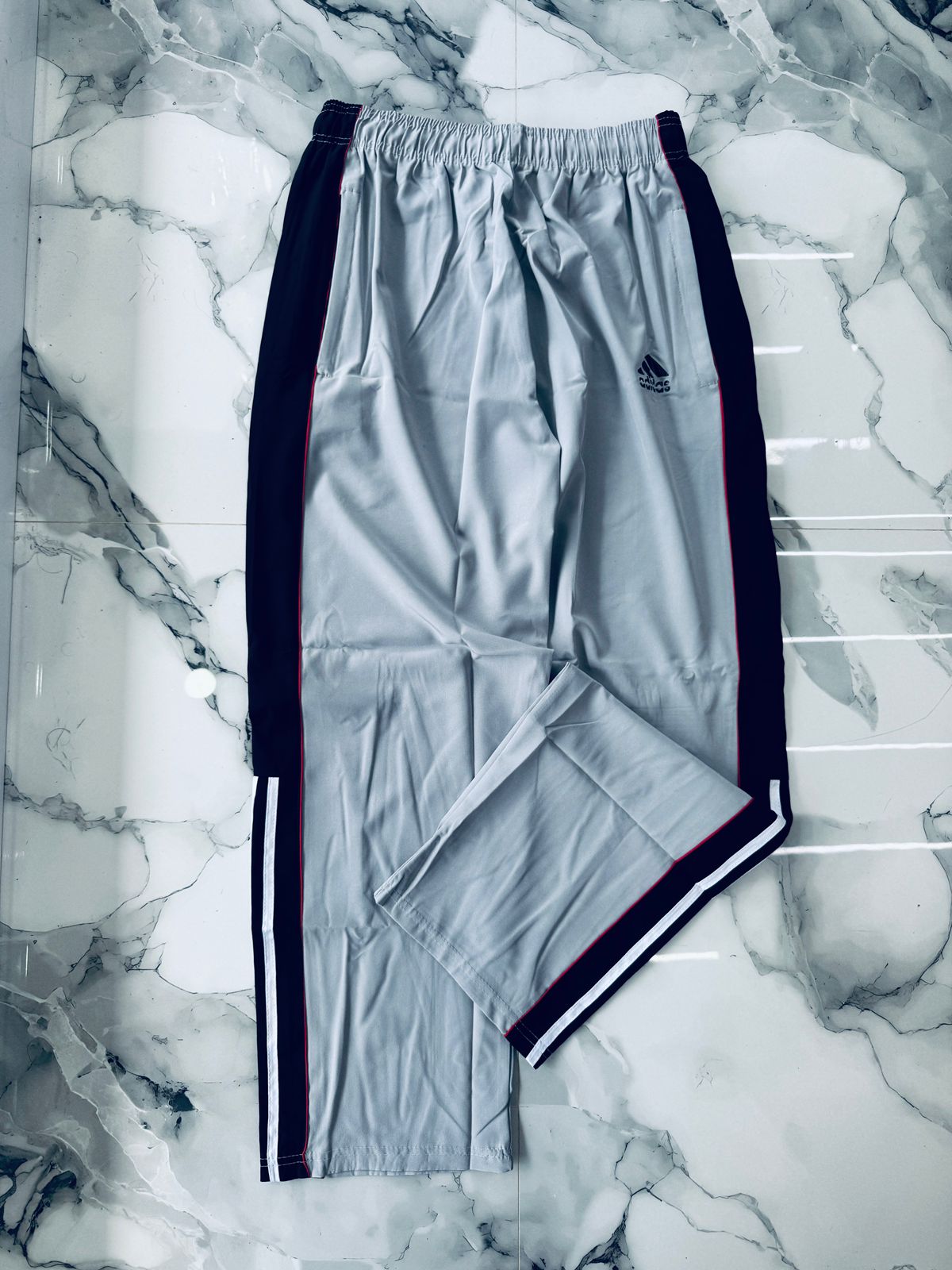 Men's Light Grey Athletic Track Pants – Premium Sports Joggers with Contrast Side Panels