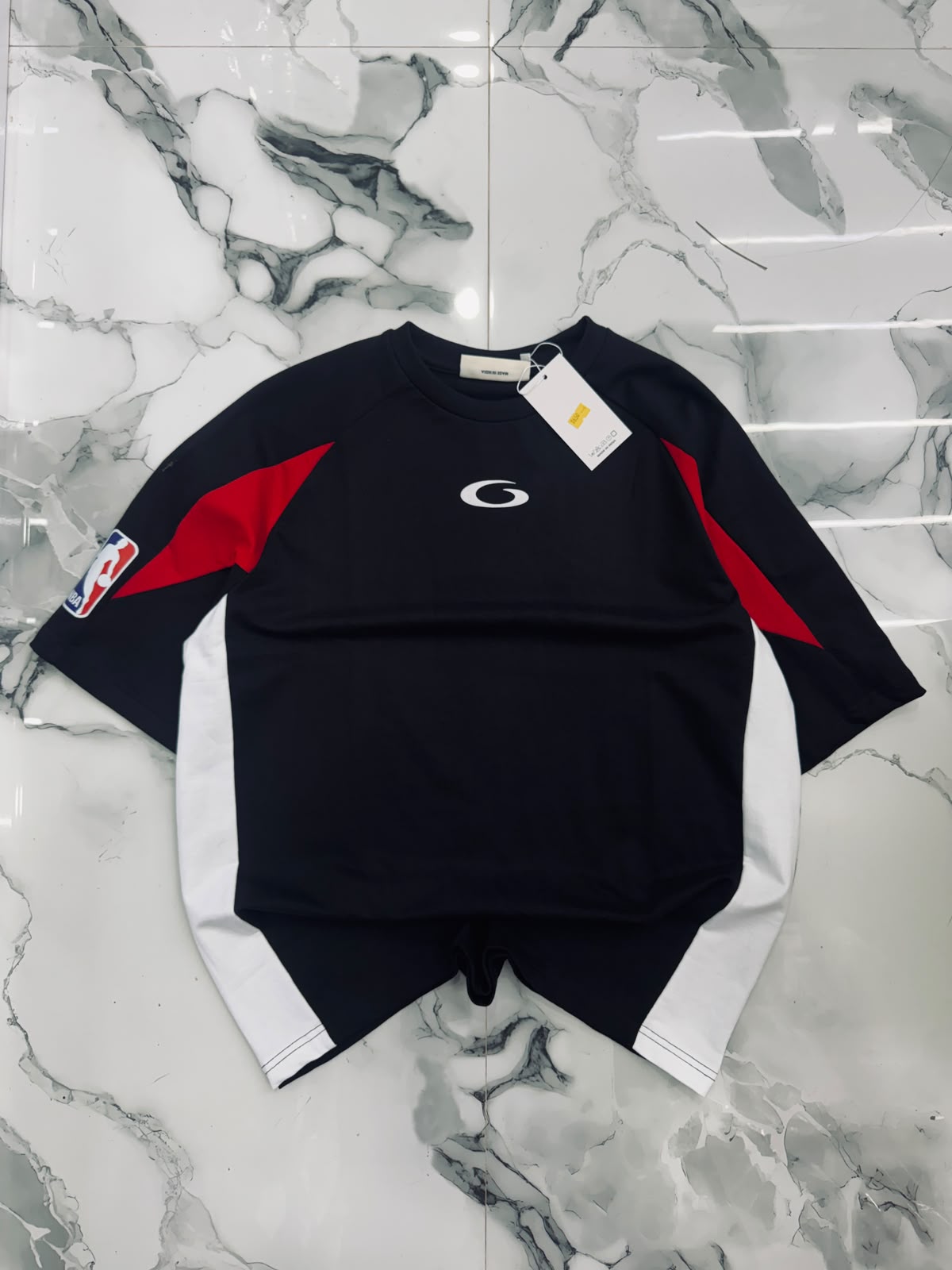 Vintage Basketball Five Sleeve Oversized T-Shirt – Black/Red