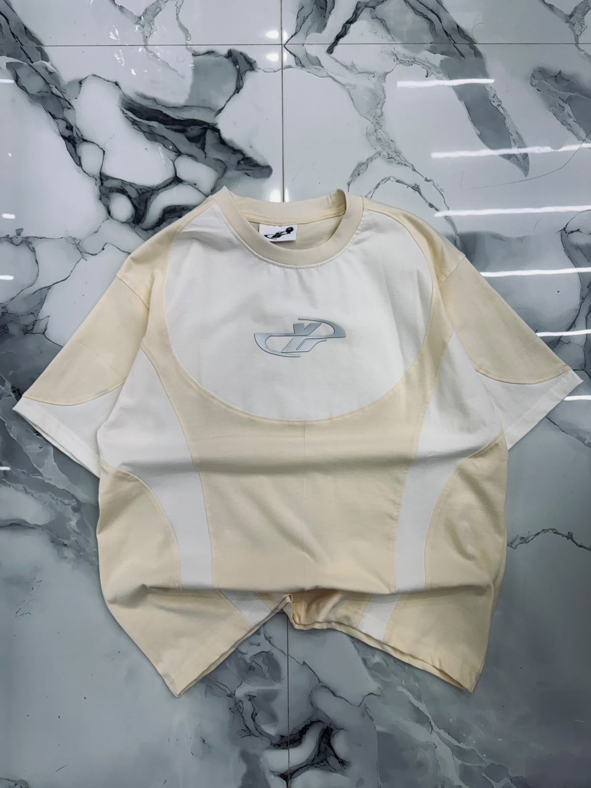 Minimal Panel Five Sleeve Oversized T-Shirt – Cream White