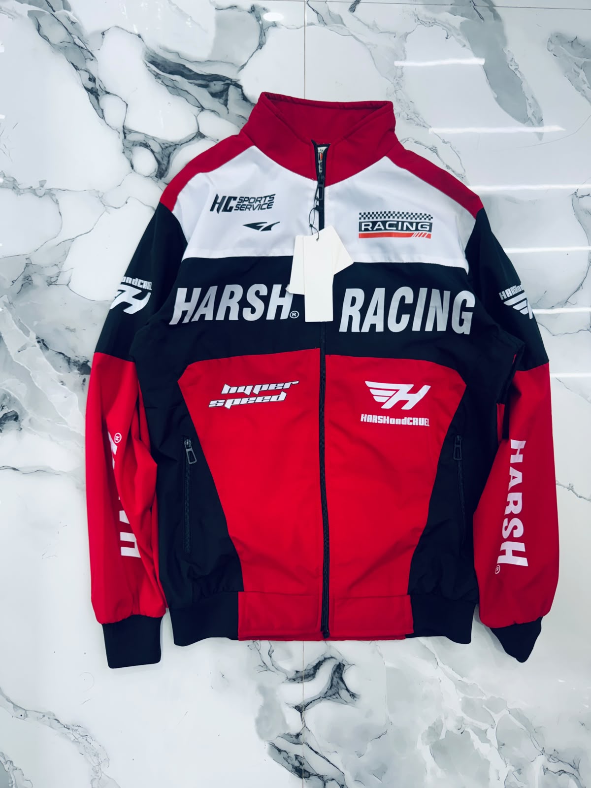 Harsh Racing Performance Zip-Up Jacket – Red/Black Edition