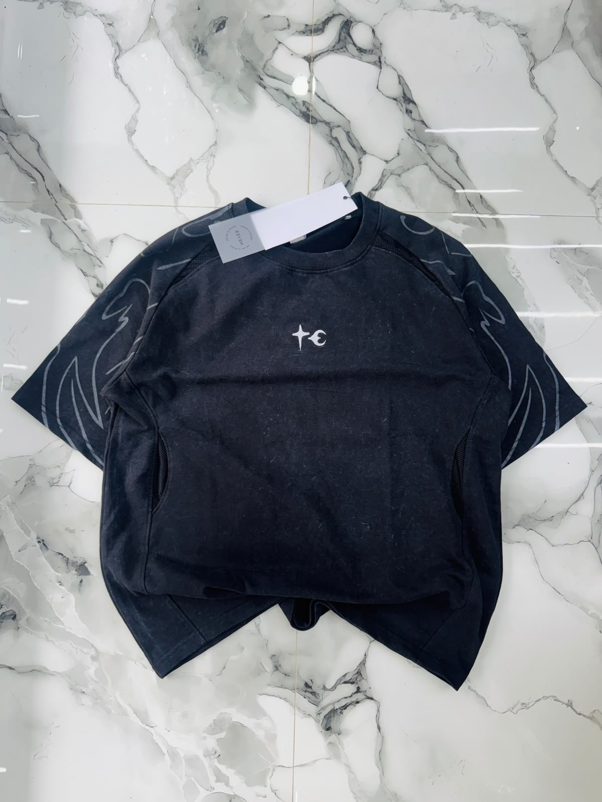 Premium Imported Oversized Graphic Sleeve T-Shirt – Black Edition
