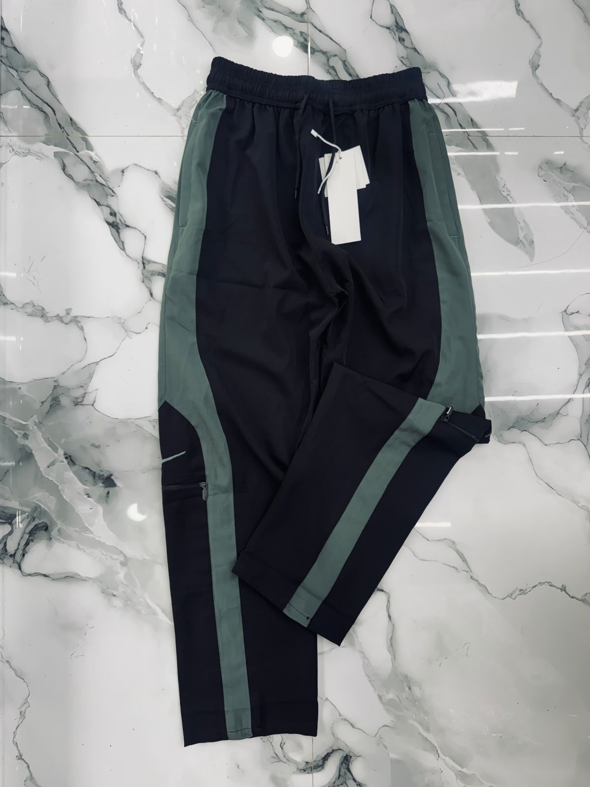 Premium Utility Cargo Track Pants – Black & Olive Green