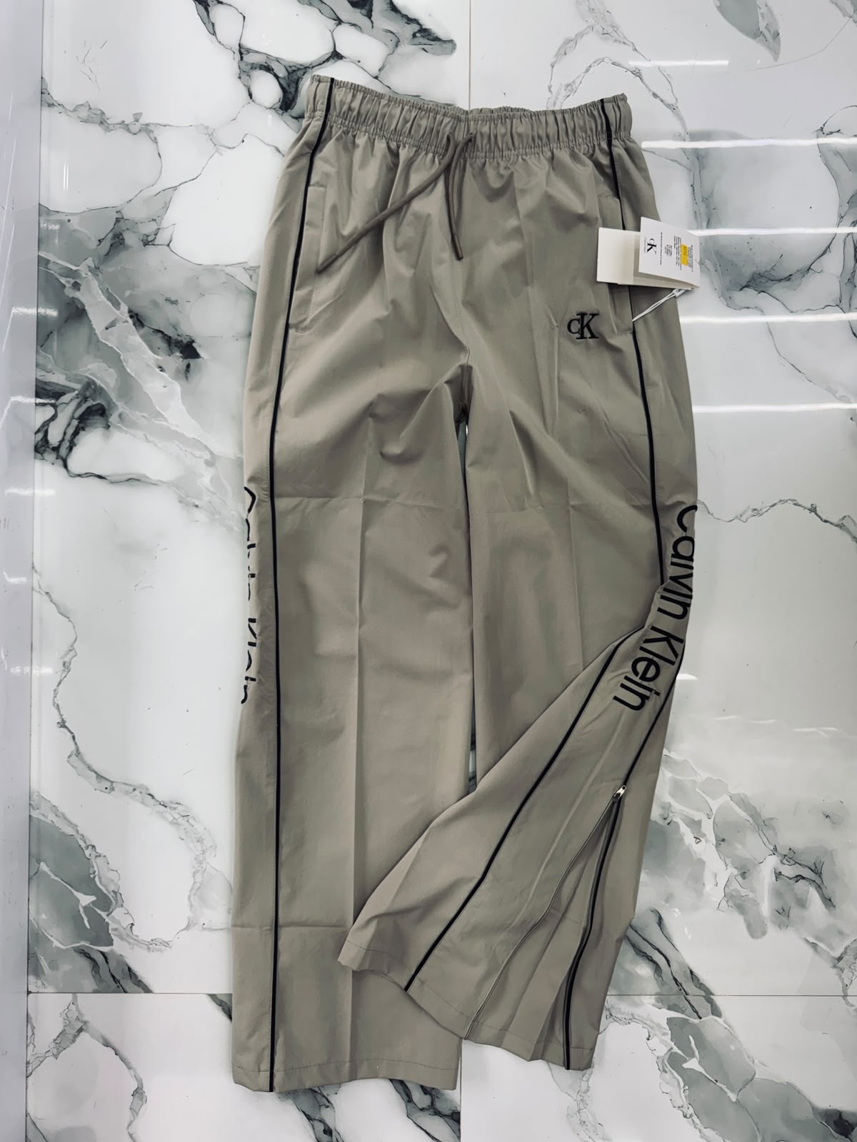 Calvin Klein Premium Track Pants – Stone Grey